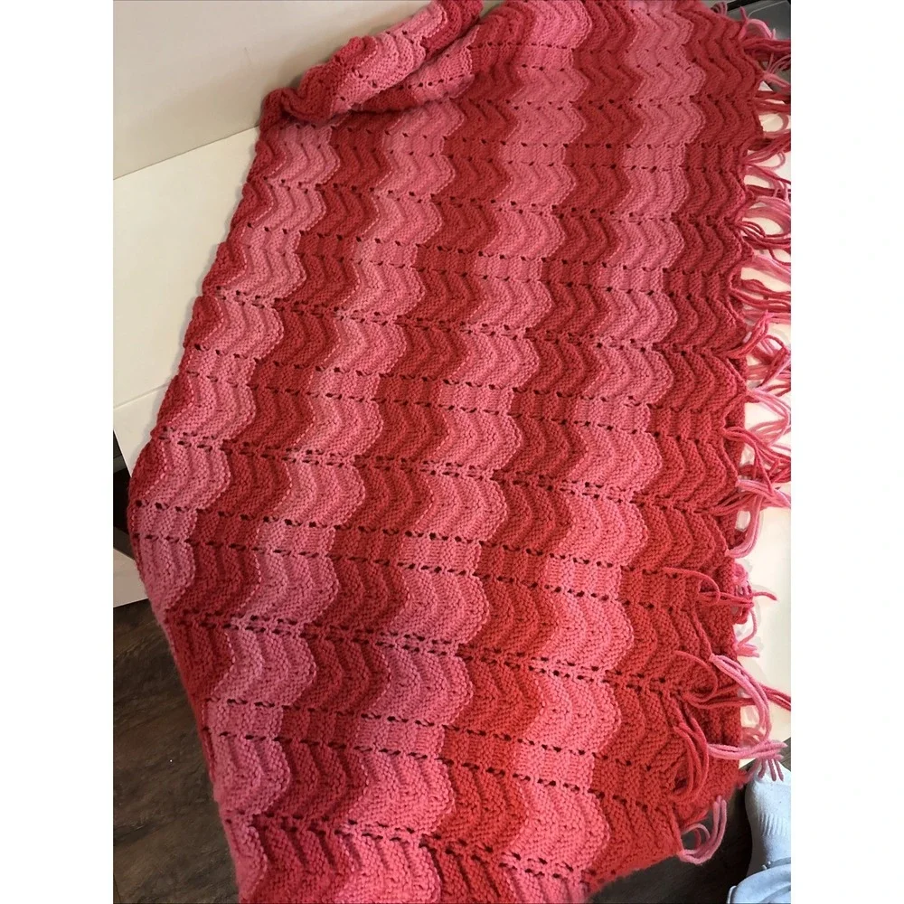 Homemade Afghan Blanket Crochet In Chevron Pattern